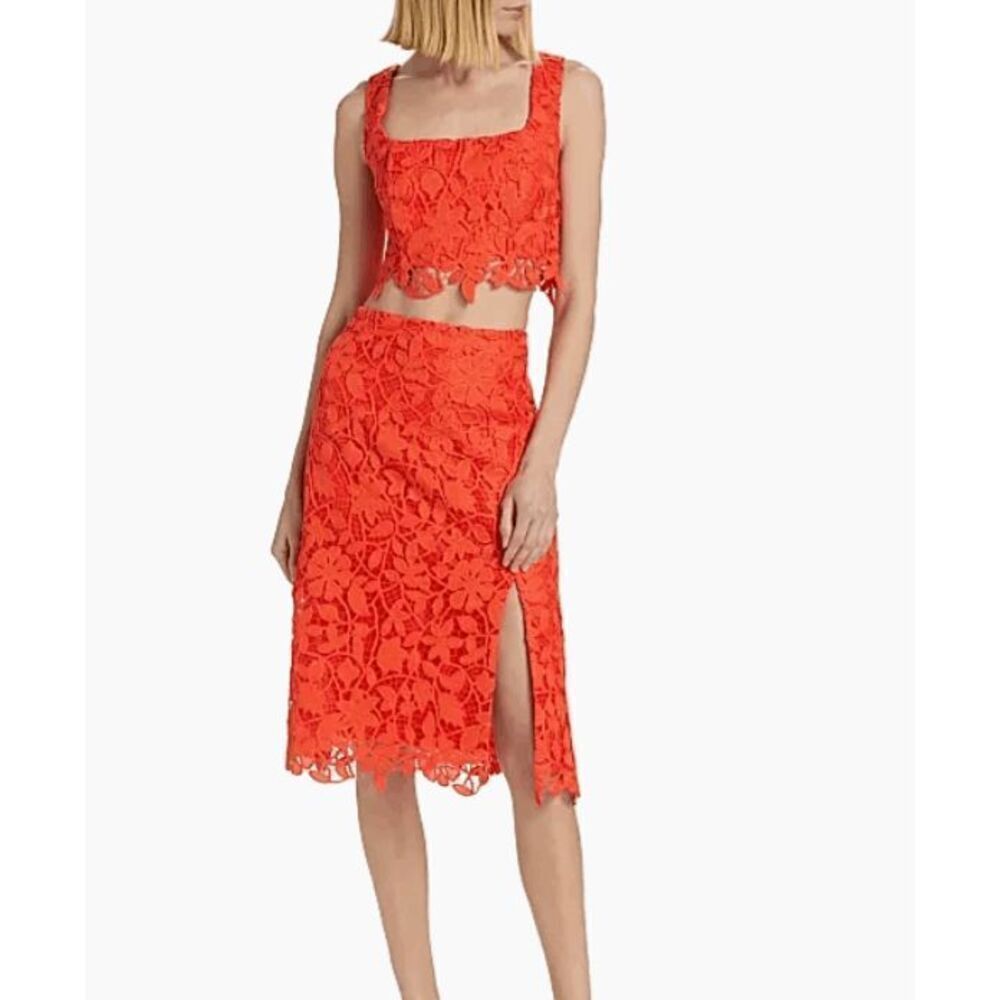 NWT Milly Carreen Summer Floral Lace Skirt - Coral / 12 - Picture 2 of 11